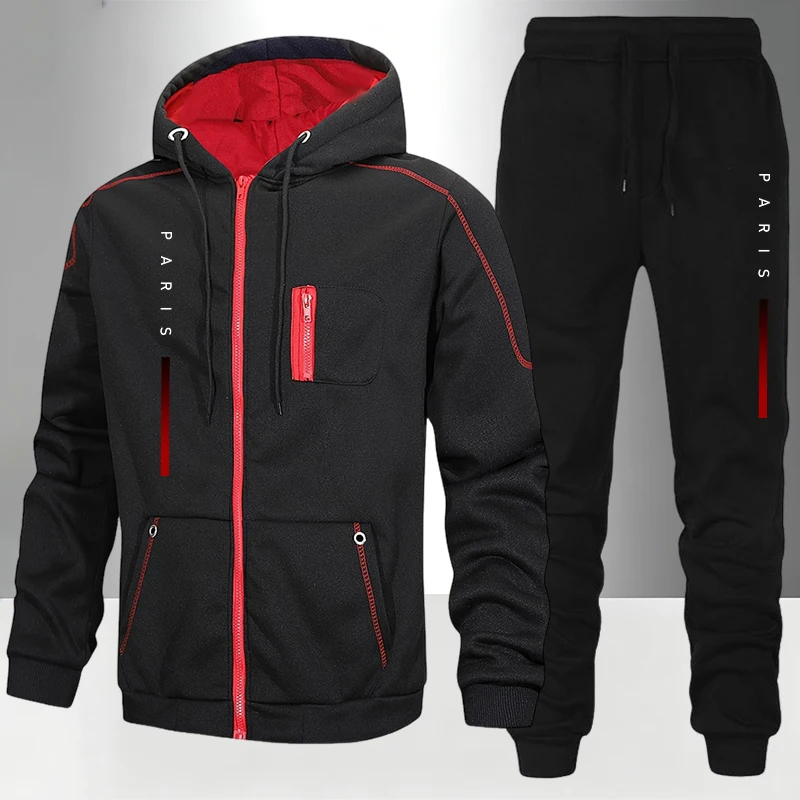 Outdoor Sports Outfit - Heren set/jas/broek Parijs mode ritsjas joggingbroek