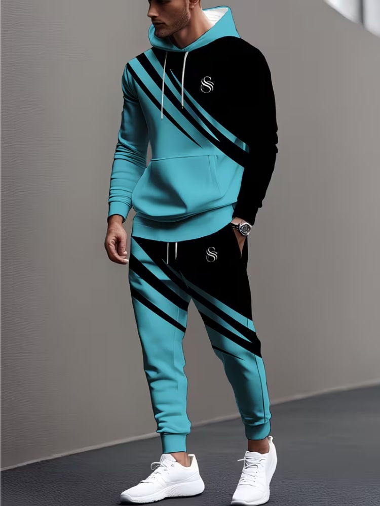 Outdoor Sports Outfit - Heren 2-delig trainingspak, modieus buitenkleding, vakantie,