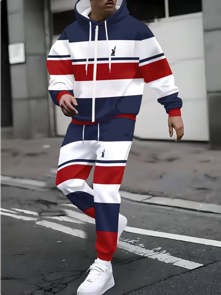 Outdoor Sports Outfit - Heren Zip-Up Hoodie Trainingspak Set, Modieus