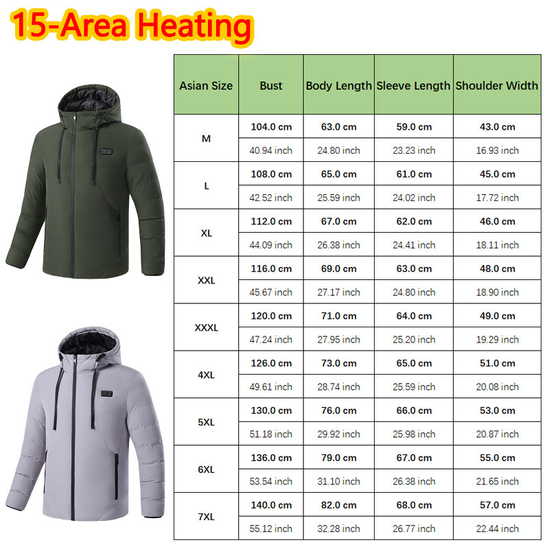 15-gebied verwarmde winterjas  - Outdoor Sport Jacket Men recensie en prijs